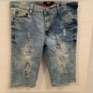 NWOT Public Supply Co. NYC Distressed Bermuda Jeans Sz 12 Waist 14” Inseam 11”